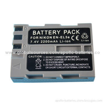 Camera Battery for Nikon, EN-El3e, 7.4V, 2200mAh Capacity, Li-ion Type